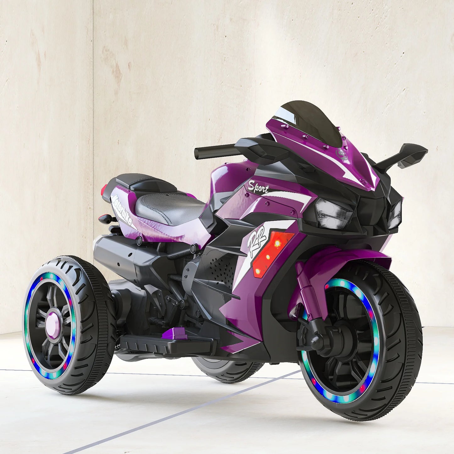 12V Motorcycle Ride on Toys for Kids,Electric Vehicle with Bluetooth Music, LED Lights Tyre, Ages 3+,4Mph
