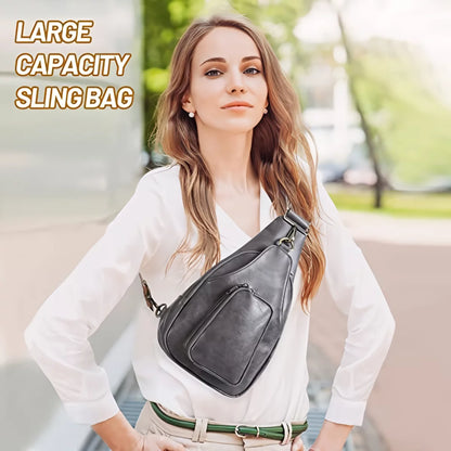 YOMYM Small Sling Bag for Women Leather Crossbody Fanny Packs Chest Bag for Women