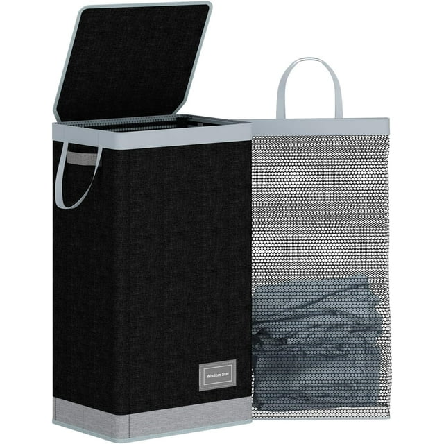 Werseon Laundry Hamper 100L Collapsible Large Laundry Baskets with Lid, Dirty Clothes Hamper Laundry Bin Organizer for Laundry Room Bedroom