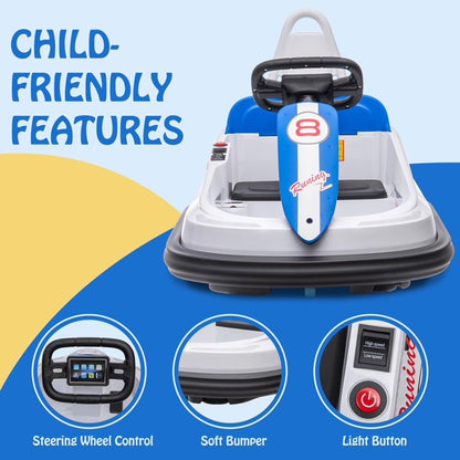 HNH 6V Bumper Car for Toddlers with Remote Control, Ride on Electric Go Kart for Kids, Electric Ride on Toys for Kids, Music Play, Lights