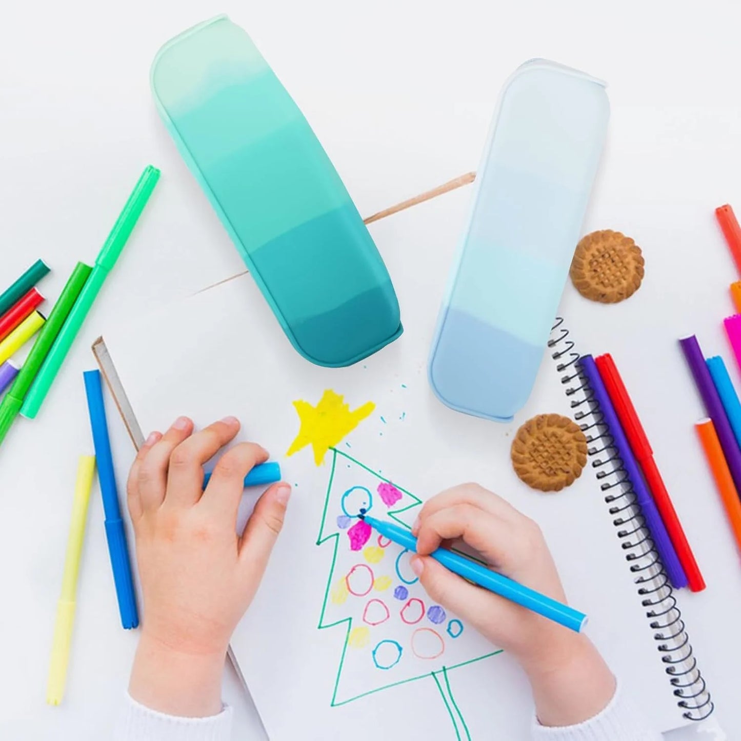 Lakecy 4Pcs Pencil Case Pencil Pouches Silicone Waterproof Pen Bag for School Office Supplies