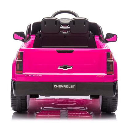 Licensed Chevrolet Silverado 12V Ride on Car, Kids Truck with Parents Control, LED Lights, Bluetooth, Music, USB, Aged 2-6 Years,Pink