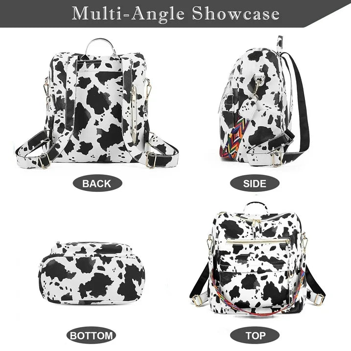 YOMYM PU Leather Backpack Purse for Women Fashion Multipurpose Design Handbag Ladies Shoulder Bags Travel Backpack