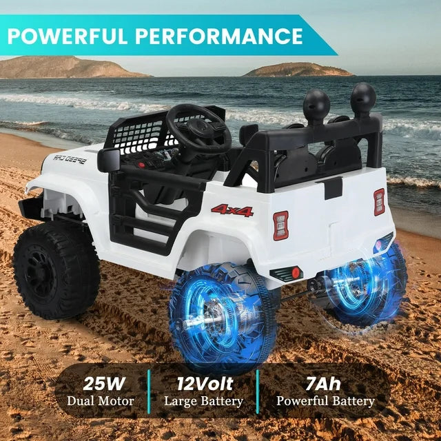 ZOGYMOZ Electric Ride on Car for Kids, 12V Battery Powered Car w/Parent Remote Control, Music, Windshield, Spring Suspension, 3 Speeds, Gift for Boys & Girls