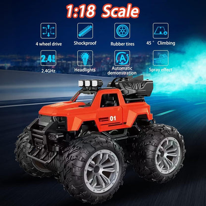 Remote Control Car, 4WD RC Monster Truck for Boys Girls, 70+ Mins Playtime, 2 Batteries,Red