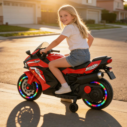 Zogymoz 12V Ride on Motorcycle with Training Wheels, Kids Motorcycle Ride on for 3-6 Years,Powered Ride-ons Toy Gifts