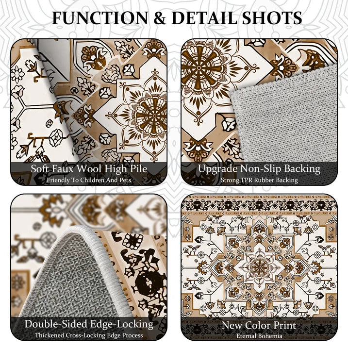 TECHVIDA Kitchen Rug Set 3 Piece,Non Slip Machine Washable Kitchen Mats,Boho Farmhouse Hallway Doormat for Home Decor