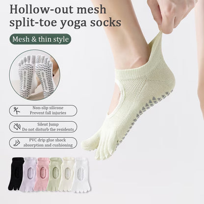YOMYM Womens Toe Socks Comfy Cotton No Show Ankle Finger Socks for Running Athletic, 6 Pairs