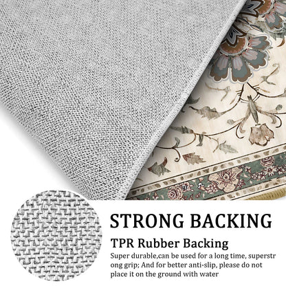 TECHVIDA Kitchen Rugs 3 Piece Set,Non Slip Machine Washable Kitchen Mats,Boho Vintage Abstract Kitchen Carpet for Farmhouse Living Room Hallway