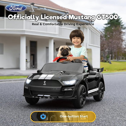 Ride on Toy Cars for Kids,12V Ford Mustang Shelby Powered Ride on Truck Car with Remote Control,Electric Vehicle Car for kids Girl Boy 3-6 w/Music,Bluetooth,LED Lights,3 Speeds,4 Wheelers,Black