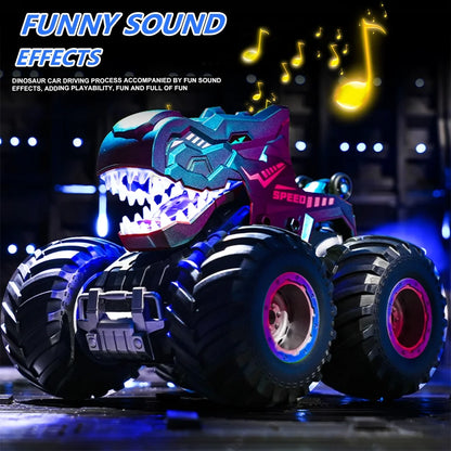 ZOGYMOZ Dinosaur Rc Cars, Remote Control Dinosaur Toys for 3-10 Year Old Boys Girls,1:16 Monster Truck RC Cars Toys with Spray,Roar Sound & Lights,Blue