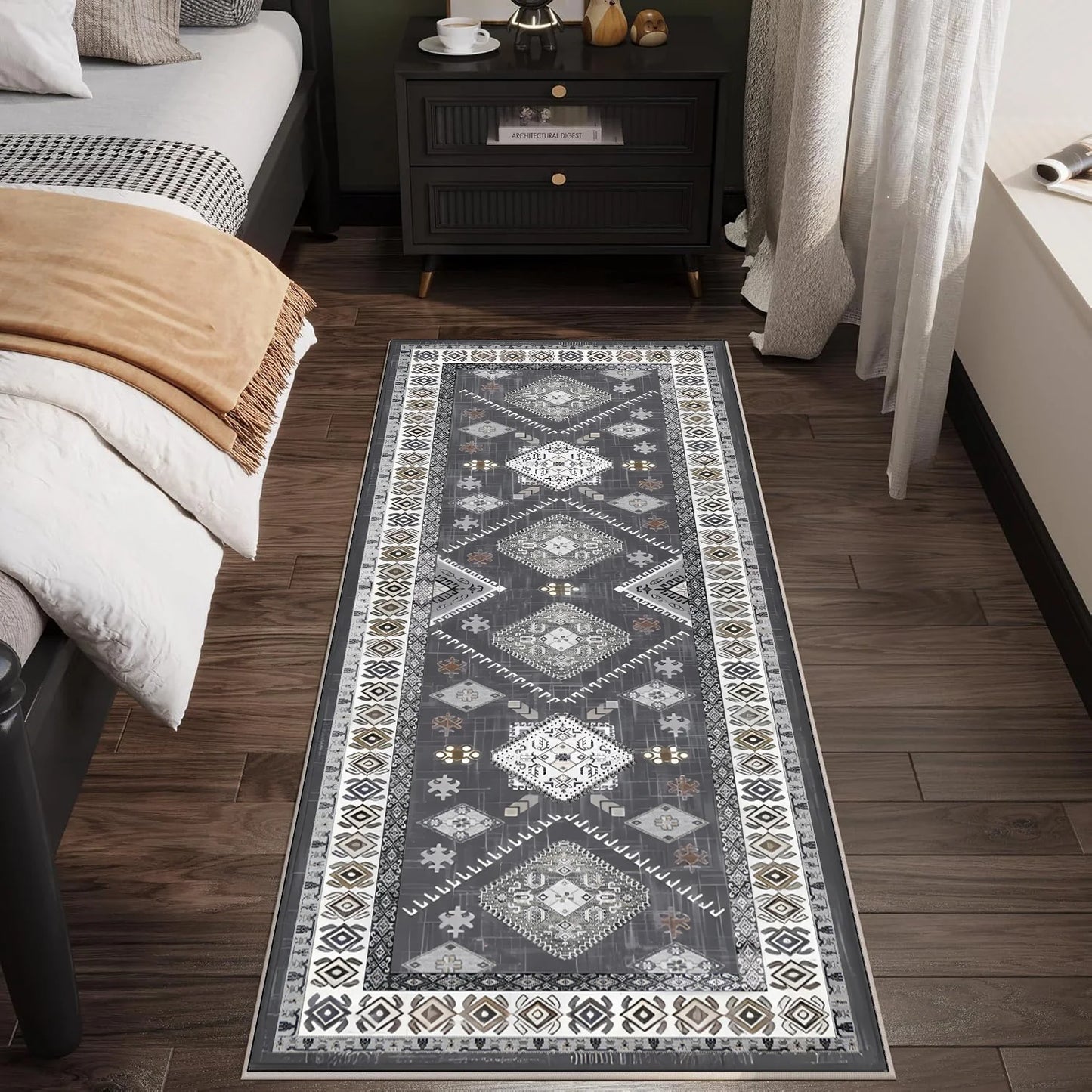 TECHVIDA Kitchen Rug Set 3 Piece,Non Slip Machine Washable Kitchen Mats,Farmhouse Hallway Doormat for Home Floor and Living Room,Gray