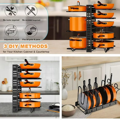 Werseon Pot and Pan Rack, Pot Rack Organizers, 2 Pack Kitchen Organization & Storage Rack, Adjustable Pot Lid Holders & Pan Rack