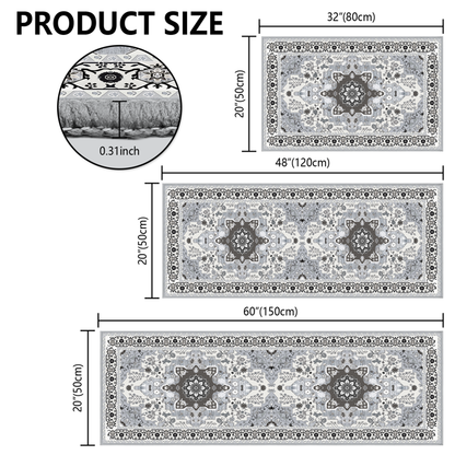 TECHVIDA Kitchen Rug Set 3 Piece,Non Slip Machine Washable Kitchen Mats,Boho Farmhouse Hallway Doormat for Home Deco