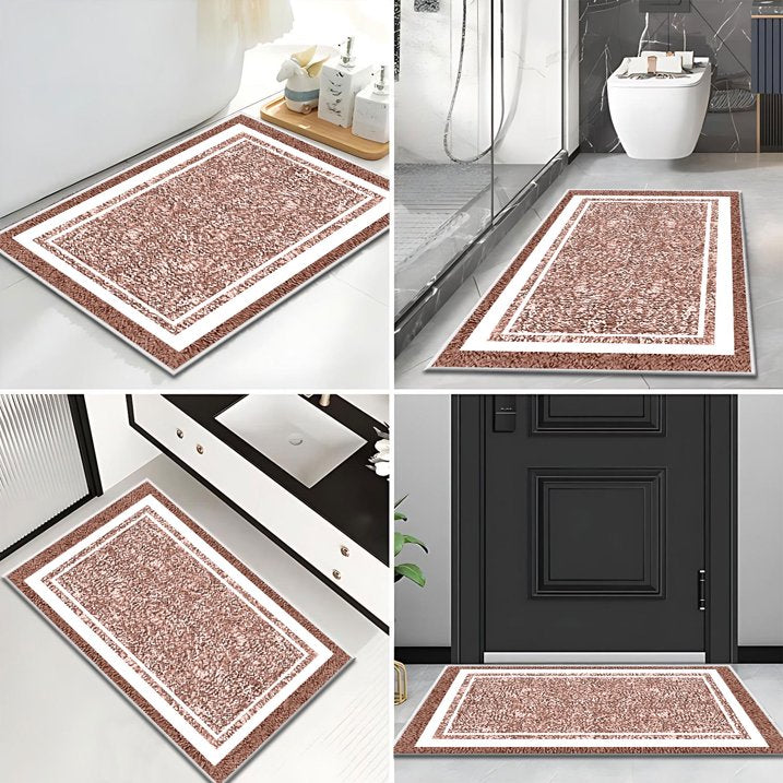 TECHVIDA Bathroom Rugs,Non-Slip Ultra Soft Bath Mat,Soft Absorbent Bathroom Rug and Bath Mat,Machine Washable,(18"x26",Pink and White)