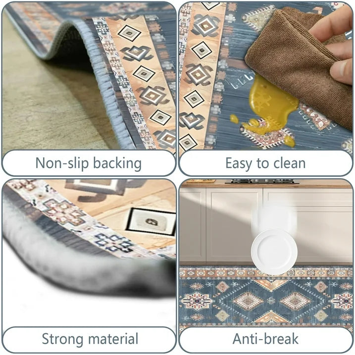 FoxHouse Kitchen Rugs and Runner Sets of 3, Washable Non Slip Runner Rug, Boho Farmhouse Hallway Doormat for Home Decor