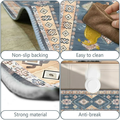 FoxHouse Kitchen Rugs and Runner Sets of 3, Washable Non Slip Runner Rug, Boho Farmhouse Hallway Doormat for Home Decor