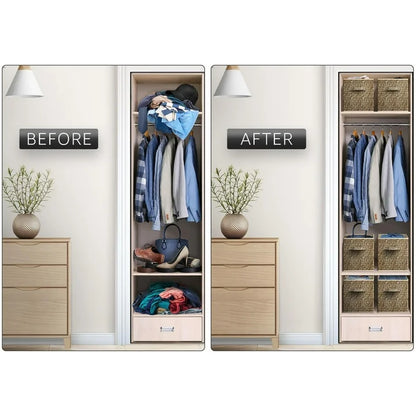 WERSEON 12 Inch Foldable Cube Storage Bins Set of 6, Closet Organizers Bins and Storage Box for Toy Clothes-Brown
