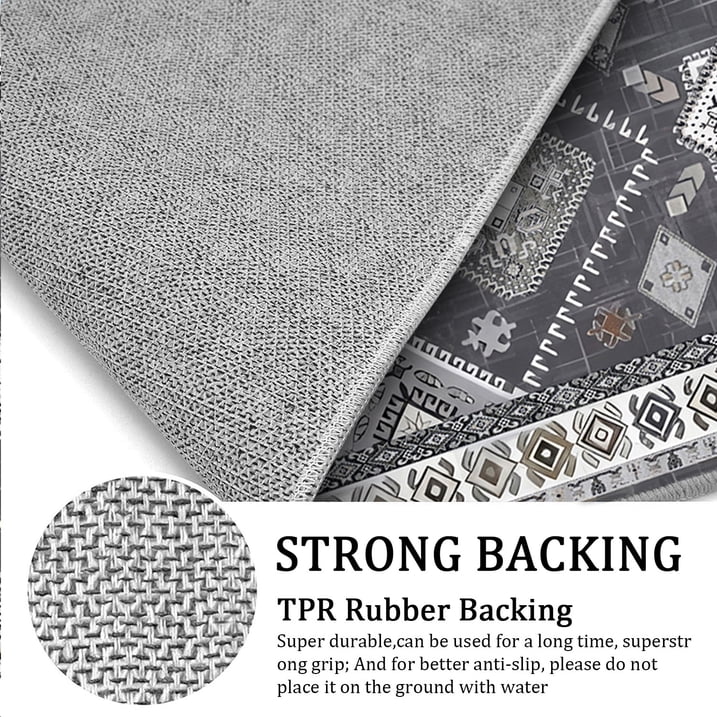 TECHVIDA 2'x6' Hallway Runner Rug Boho,Non Slip Machine Washable Rugs for Hallway Kitchen,Dark Grey