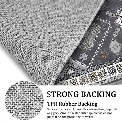 TECHVIDA 2'x6' Hallway Runner Rug Boho,Non Slip Machine Washable Rugs for Hallway Kitchen,Dark Grey