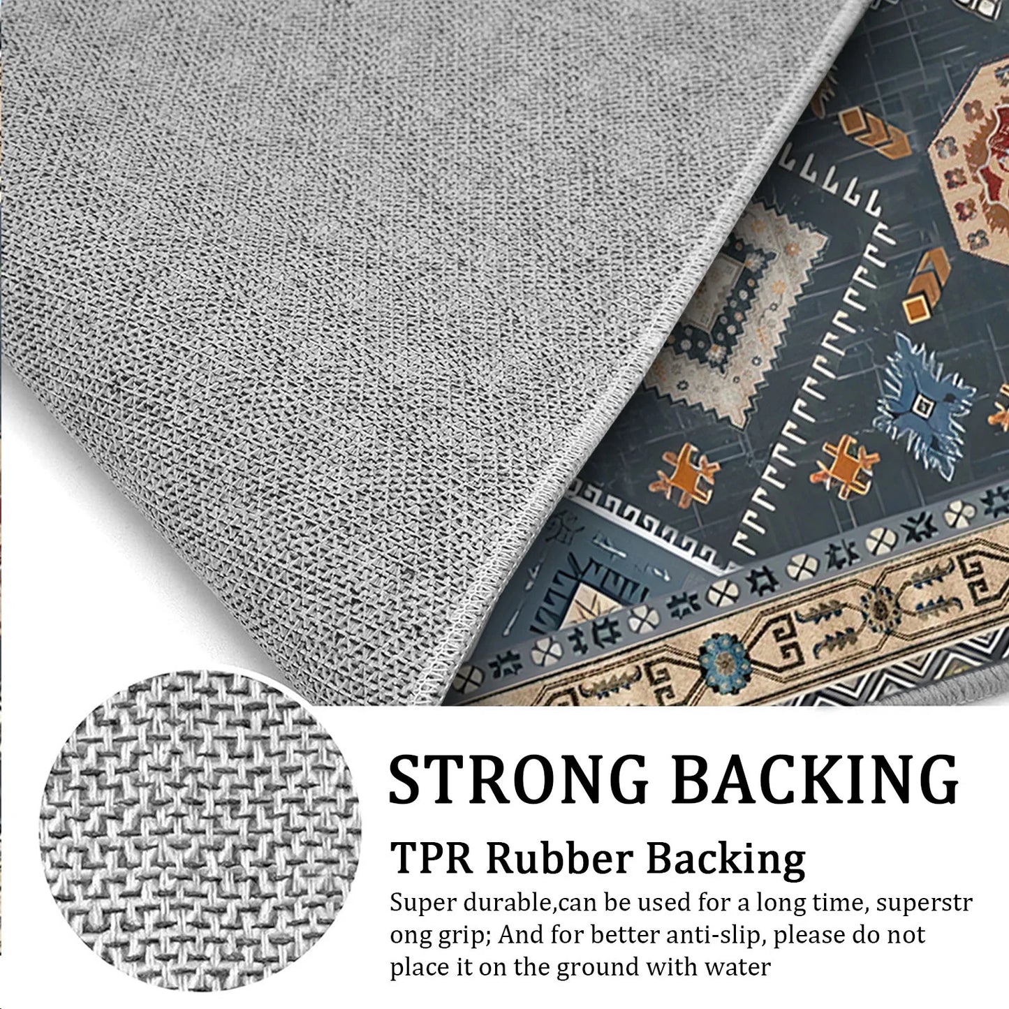 TECHVIDA 2'x6' Hallway Runner Rug Boho,Non Slip Machine Washable Rugs for Hallway Kitchen,Dark Blue