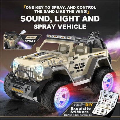 HNH 1:16 Remote Control Car, Off Road Monster Truck 2.4Ghz RC Cars with Stickers, 80 Min Play, Wheel Light, Spray