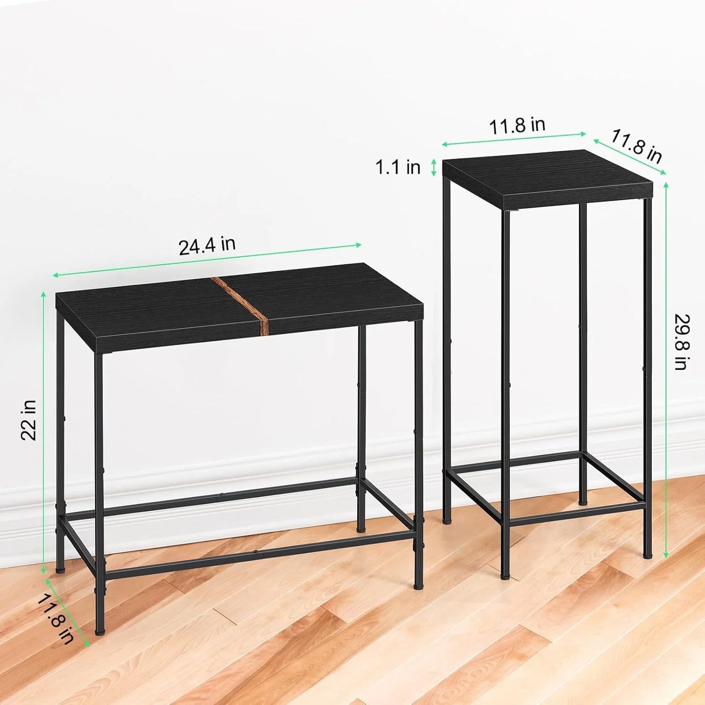 Cheelom 2 Piece Wooden Narrow Console Table, Tall Side Table, Long Hallway Sofa Side Table, Small And Slim, Living Room Table Set For Bedroom Dorm