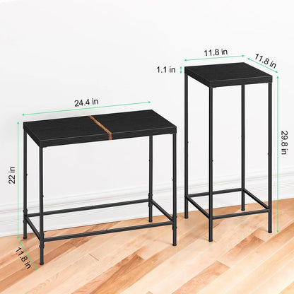 Cheelom 2 Piece Wooden Narrow Console Table, Tall Side Table, Long Hallway Sofa Side Table, Small And Slim, Living Room Table Set For Bedroom Dorm