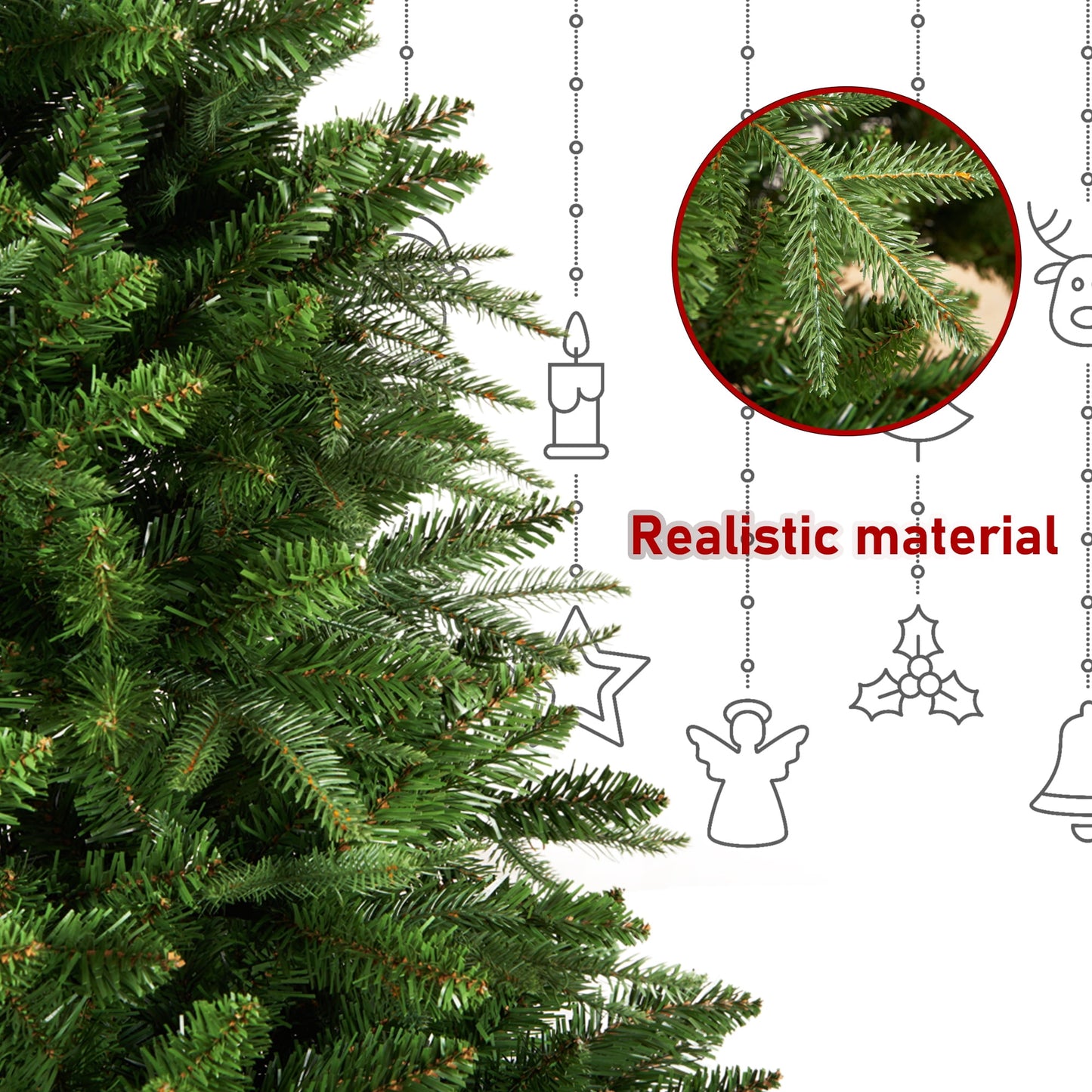 Cheelom 6Ft Artificial PVC Christmas Tree Stand Indoor Outdoor Green with 1600 Tips Unlit Hinged Spruce PVC Xmas Tree for Indoor Outdoor Easy Assembly