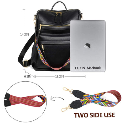 YOMYM PU Leather Backpack Purse For Women Convertible Ladies Fashion Casual Large School Shoulder Bags