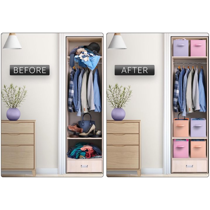 WERSEON 6 Pack Collapsible Cube Storage Bins, 11" Foldable Cube Storage Organizer Bins for Clothes, Closet Organizers and Storage Box