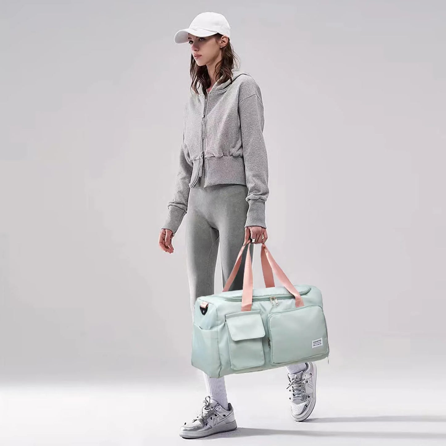 YOMYM Travel Duffle Bag Carry on Weekender Bag with Shoe Compartment Small Gym Bag for Women