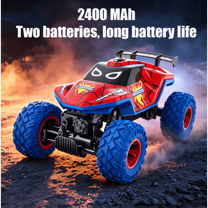 HNH 1:16 Spider Monster Truck RC Car, 4WD All Terrain Off-road Remote Control Car with 2 Batteries, Lighting, Spray
