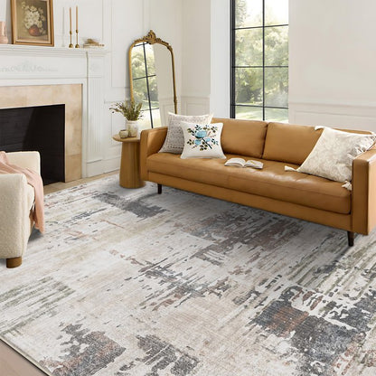 TECHVIDA Modern Area Rug 5x7,Machine Washable Rugs for Living Room,Indoor Carpet Foldable Nonslip,Bedroom Living Room-Dark Gray