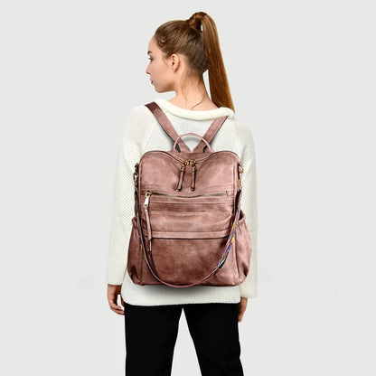 YOMYM Women Backpack Purse Fashion Leather Designer Ladies Convertible School College Shoulder Bags with Colorful Strap