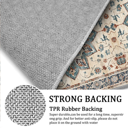 TECHVIDA 2'x6' Hallway Runner Rug Boho,Non Slip Machine Washable Rugs for Hallway Kitchen,Khaki