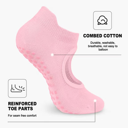 YOMYM Yoga Socks Non Slip Skid Socks with Grips Pilates Ballet Barre Socks for Women