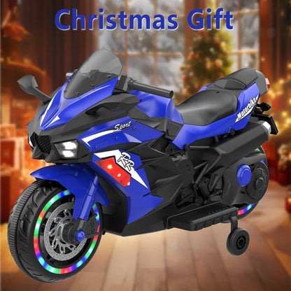 Zogymoz 12V Ride on Motorcycle for Kids, Electric Motorcycle with Training Wheels, Powered Ride-ons Toy Gifts