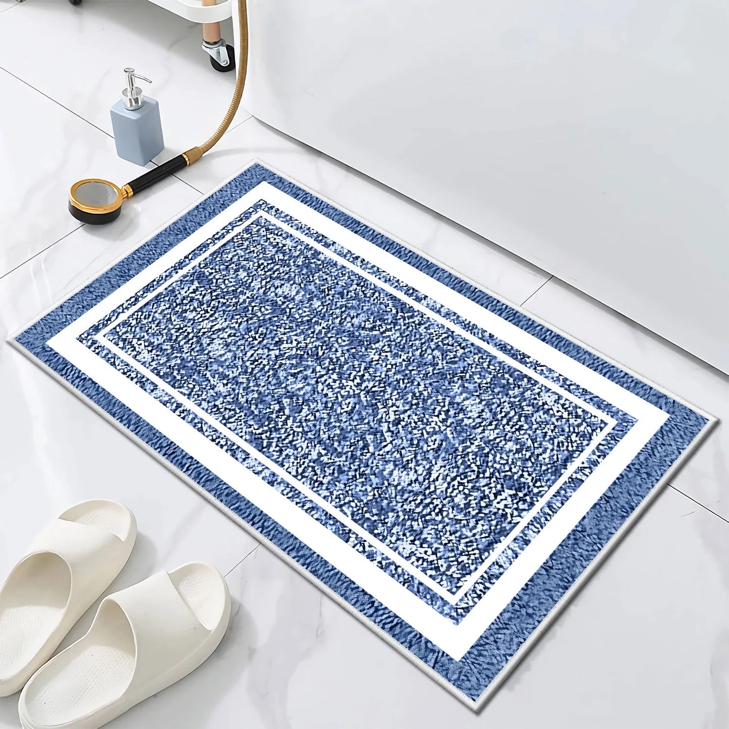 TECHVIDA Bathroom Rugs 3pcs Set,Non-Slip Ultra Soft Bath Rugs,Machine Washable,Water Absorbent,Light Blue
