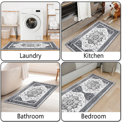 TECHVIDA Kitchen Rugs 3 Piece Set,Kitchen Mats for Floor Non-Slip Machine Washable, Boho Farmhouse Hallway Doormat for Holiday