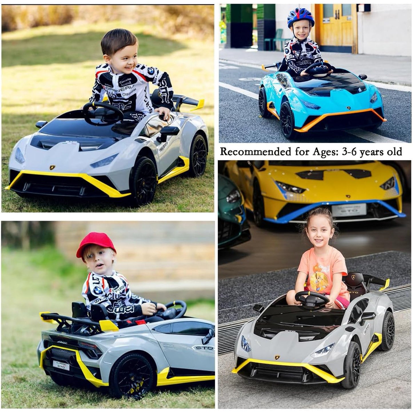 HNH Kids Ride On Car,24V Battery Powered Sports Car Toy, 2 Wider Seater Electric car with Parent Remote, 360° Spin, Sound System, LED Light,Licensed Lamborghini Electric Car for Kids Ages 3-8