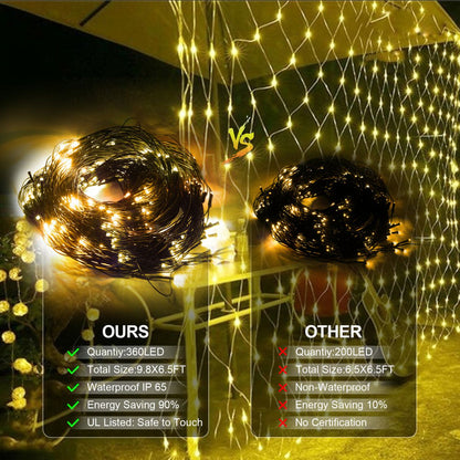 Cheelom Christmas Holiday Party Mesh Net Light 360 LED with 8 Modes Remote Connectable for Garden Bushes Indoor Outdoor Curtain Fairy Wall Party Wedding Xmas Decorations Clearance Sale