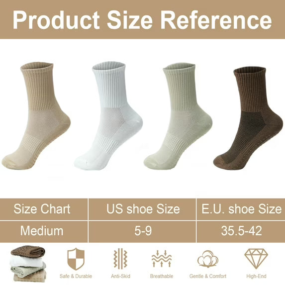 YOMYM Grip Pilates Socks for Women, Yoga Socks with Grip for Barre Workout Hospital Long Scrunch Slipper Socks