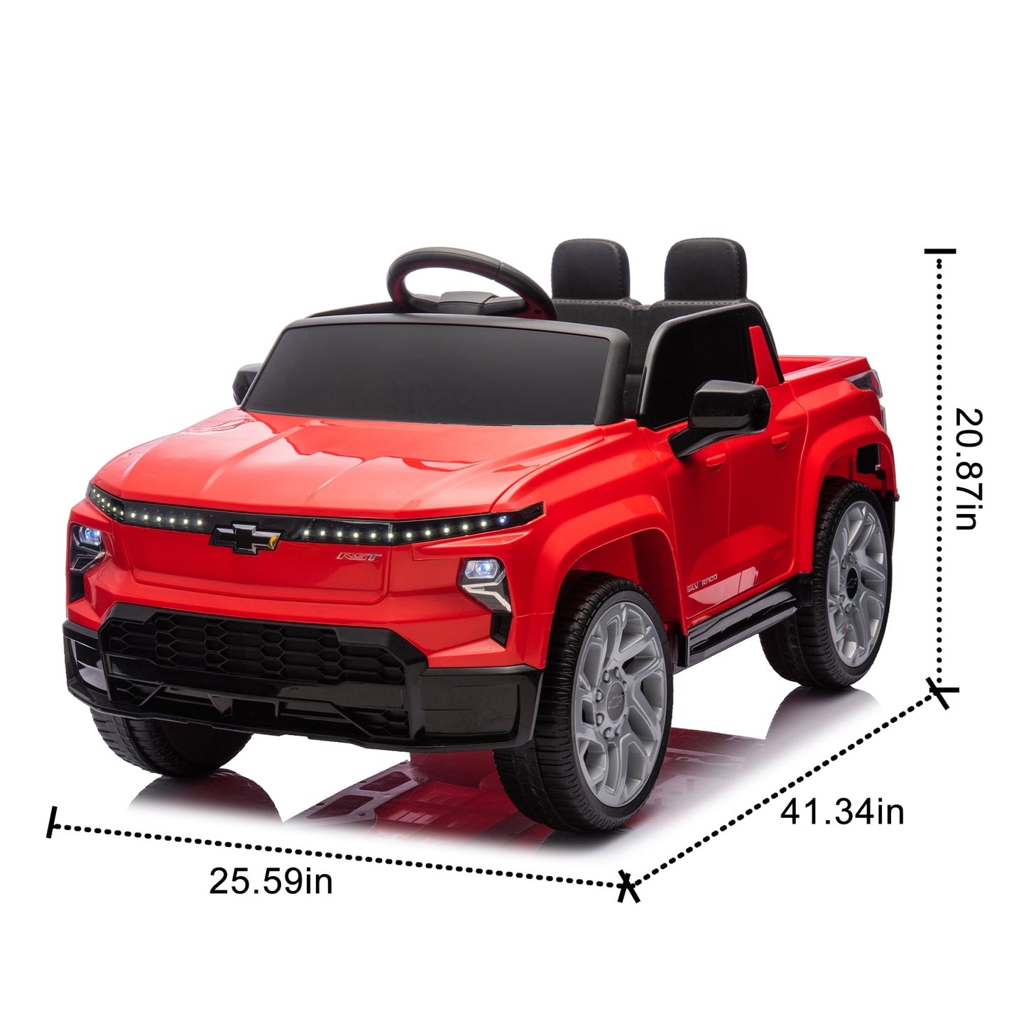 Licensed Chevrolet Silverado Truck for Kids, 12V Ride on Car with Parents Control,LED Lights,Bluetooth,Music,USB,Aged 2-6 Years,Red