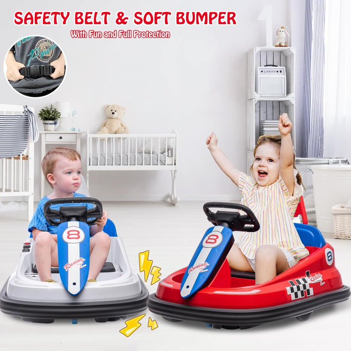 HNH 6V Bumper Car for Toddlers with Remote Control, Ride on Electric Go Kart for Kids, Electric Ride on Toys for Kids, Music Play, Lights