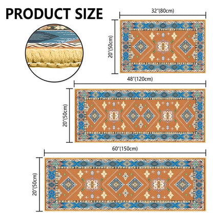 TECHVIDA Kitchen Rugs 3 Piece Set,Kitchen Mats For Floor Non-Slip Machine Washable, Boho Farmhouse Hallway Doormat for Holiday