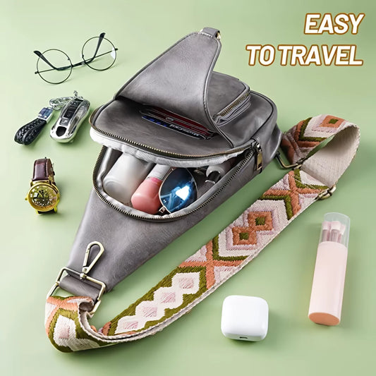 YOMYM Small Sling Bag for Women Leather Crossbody Fanny Packs Chest Bag for Women