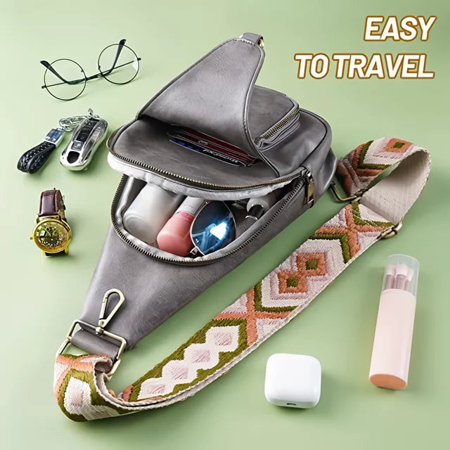 YOMYM Small Sling Bag for Women Leather Crossbody Fanny Packs Chest Bag for Women