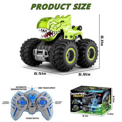 Dinosaur Toys for Kids, Dinosaur Remote Control Cars, 1:16 RC Cars Scale Monster Truck Toys with Spray, Roar Sound & Lights, Dinosaur Toys for 3+ Year Old Boys Girls, Toys Cars