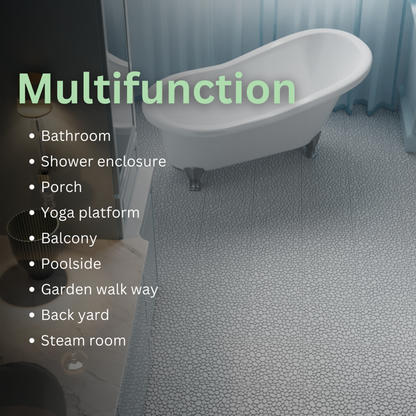 Werseon 12" x 12" Interlocking Deck Tiles, 12 PCS Plastic Waterproof Drainage Tiles Mats for Bathroom Porch Balcony Backyard, Weight Capacity Upto 440 LBS, Pebble Stone Pattern, Gray
